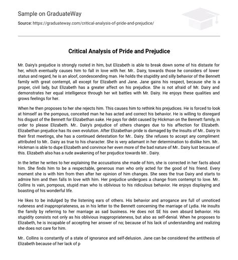 pride and prejudice critical analysis|Pride and Prejudice: Critical Analysis .